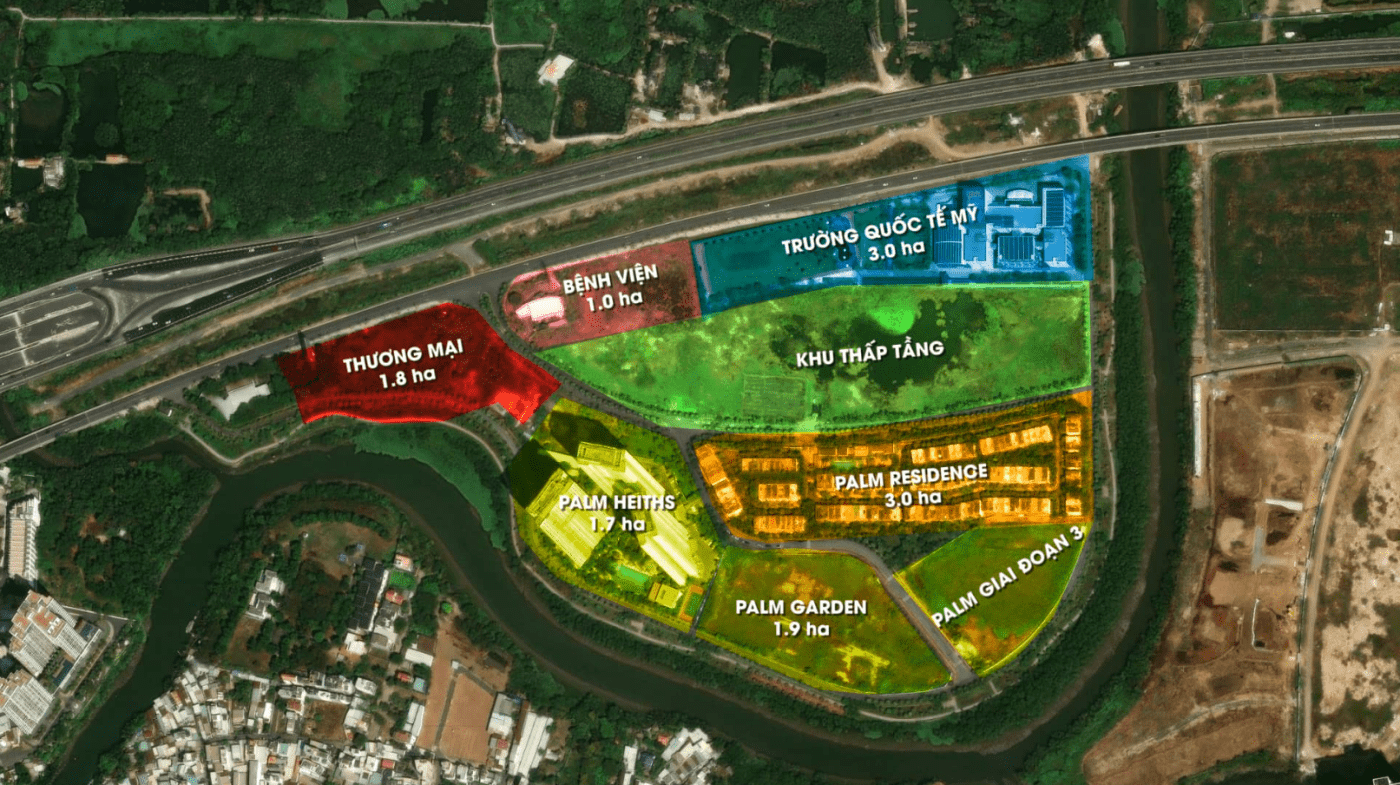 Quy hoạch các phân khu tại Khu đô thị Palm City Quận 2