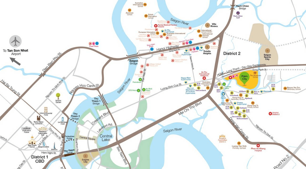 Vị trí dự án Palm City liền kề nút giao An Phú Quận 2