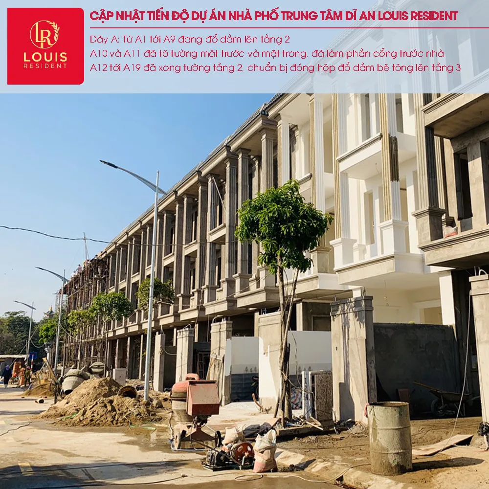 Cập nhật tiến độ dự án nhà phố trung tâm Dĩ An Louis Resident 37 1