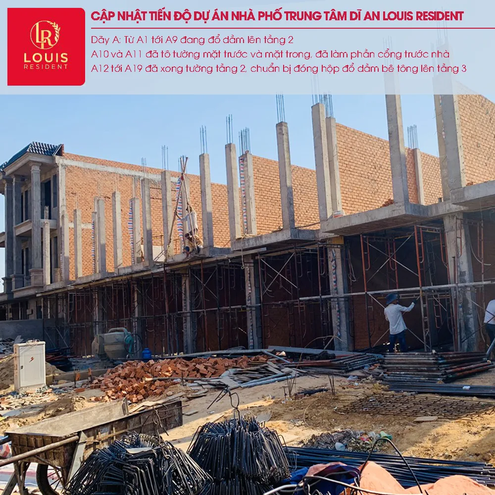 Cập nhật tiến độ dự án nhà phố trung tâm Dĩ An Louis Resident 38 2