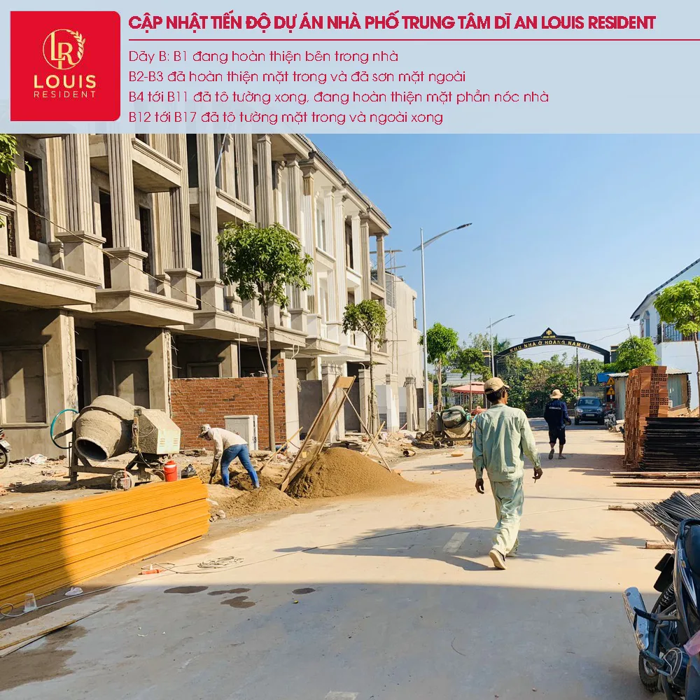 Cập nhật tiến độ dự án nhà phố trung tâm Dĩ An Louis Resident 42 6