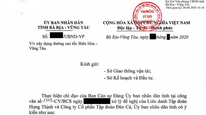 Chính Phủ Phê Duyệt Xây Dựng Cao Tốc Biên Hoà - Vũng Tàu Giai Đoạn 1 14 Hoa toc van ban 2