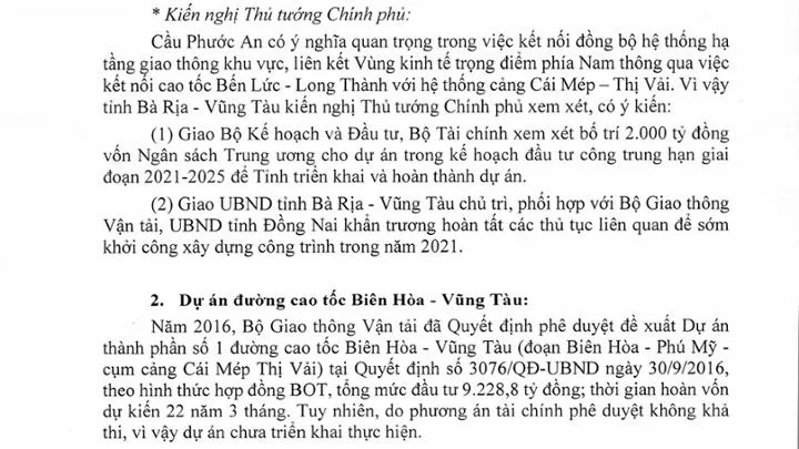 Chính Phủ Phê Duyệt Xây Dựng Cao Tốc Biên Hoà - Vũng Tàu Giai Đoạn 1 16 Hoa toc van ban 4