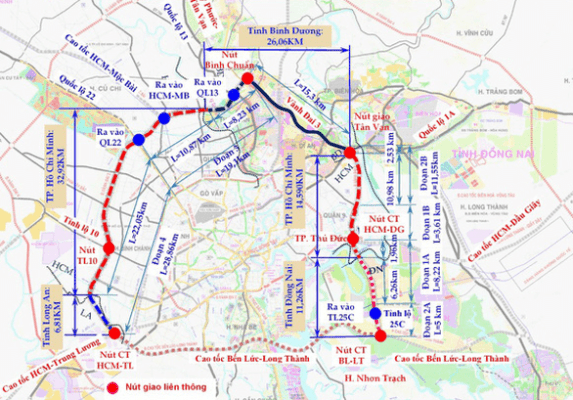 Sơ đồ tuyến Vành đai 3 thành phố Hồ Chí Minh