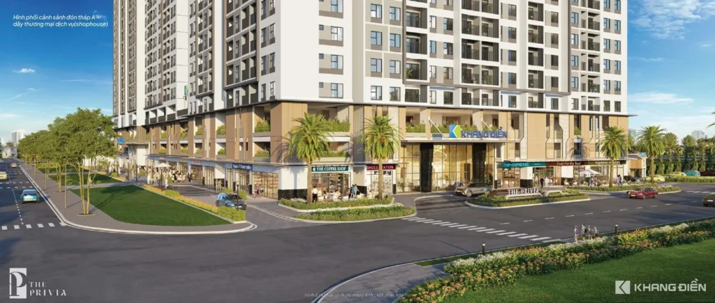 Khang Điền mở bán 100 căn tuyệt đẹp của The Privia, view không giới hạn 8 Hinh 3D The Privia Hinh phoi canh sanh don thap A – day thuong mai dich vushophouse