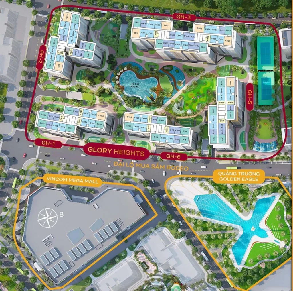 The Glory Height - Vị Trí Đắc Địa Đối Diện Vincom Megamall 117 mat bang tang can ho glory heights