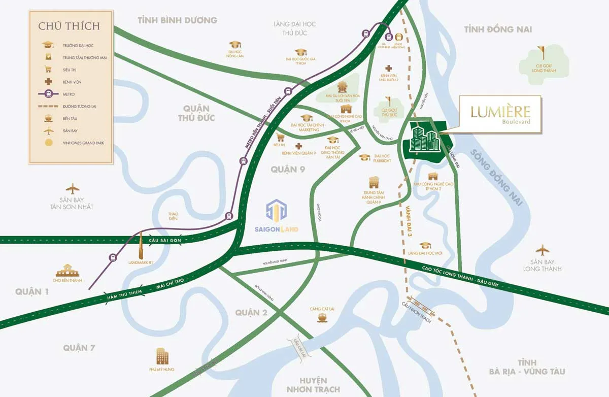 Vị trí Dự án Căn hộ Lumiere Boulevard của Masterise Homes Vị trí Dự án Căn hộ Lumiere Boulevard của Masterise Homes