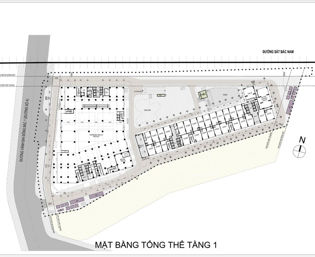 Mặt bằng Tầng 1 Dự án Bcons Solary