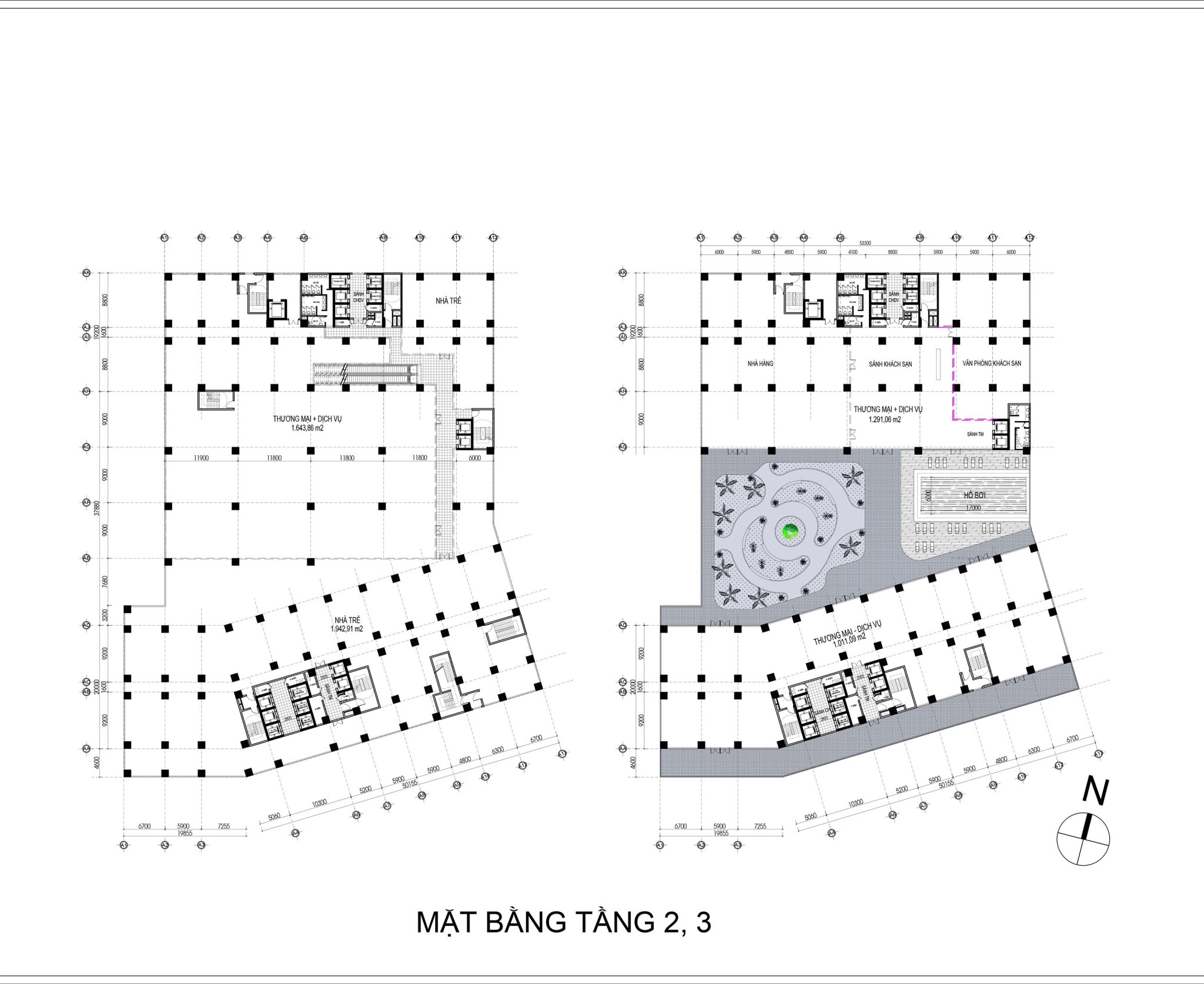 Mặt bằng Tầng 2-3 Dự án Bcons Solary