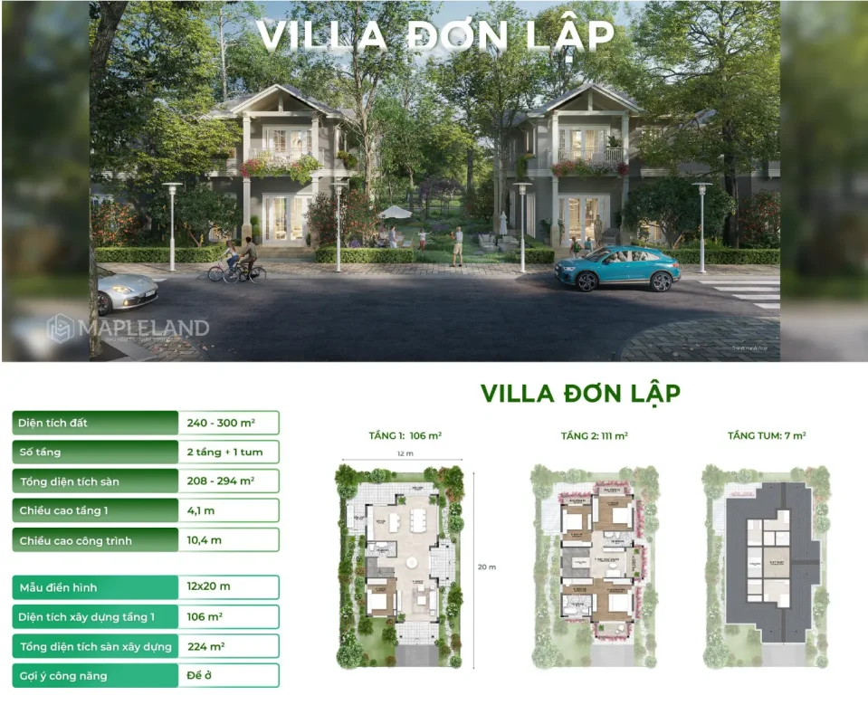 Mặt bằng & thiết kế biệt thự đơn lập