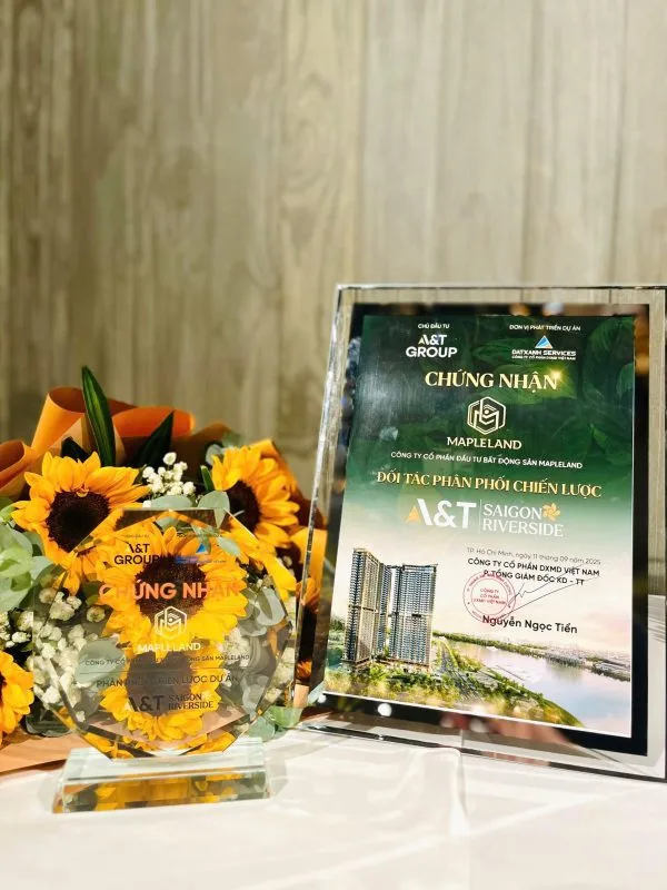 ĐƠN VỊ PHÂN PHỐI CHÍNH THỨC DỰ ÁN A&T SAIGON RIVERSIDE 8 Chứng nhận Mapleland đại lý phân phối chiến lược A&T Saigon Riverside