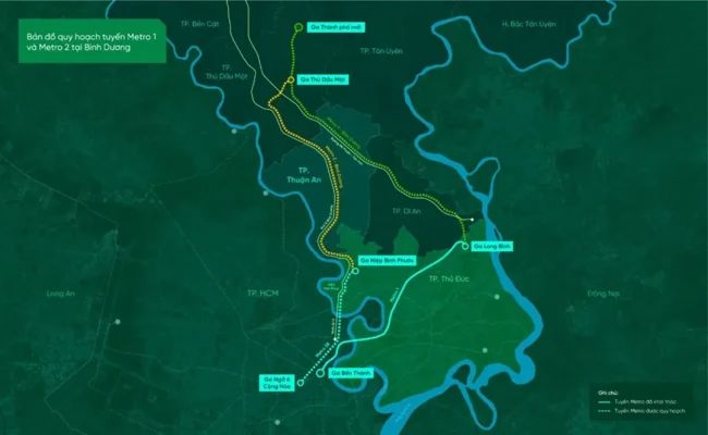 Tuyến Metro số 2 từ trung tâm TPHCM đến thành phố mới Bình Dương