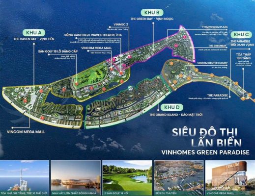 Quy hoạch 5 phân khu chính tại dự án Vinhomes Green Paradise
