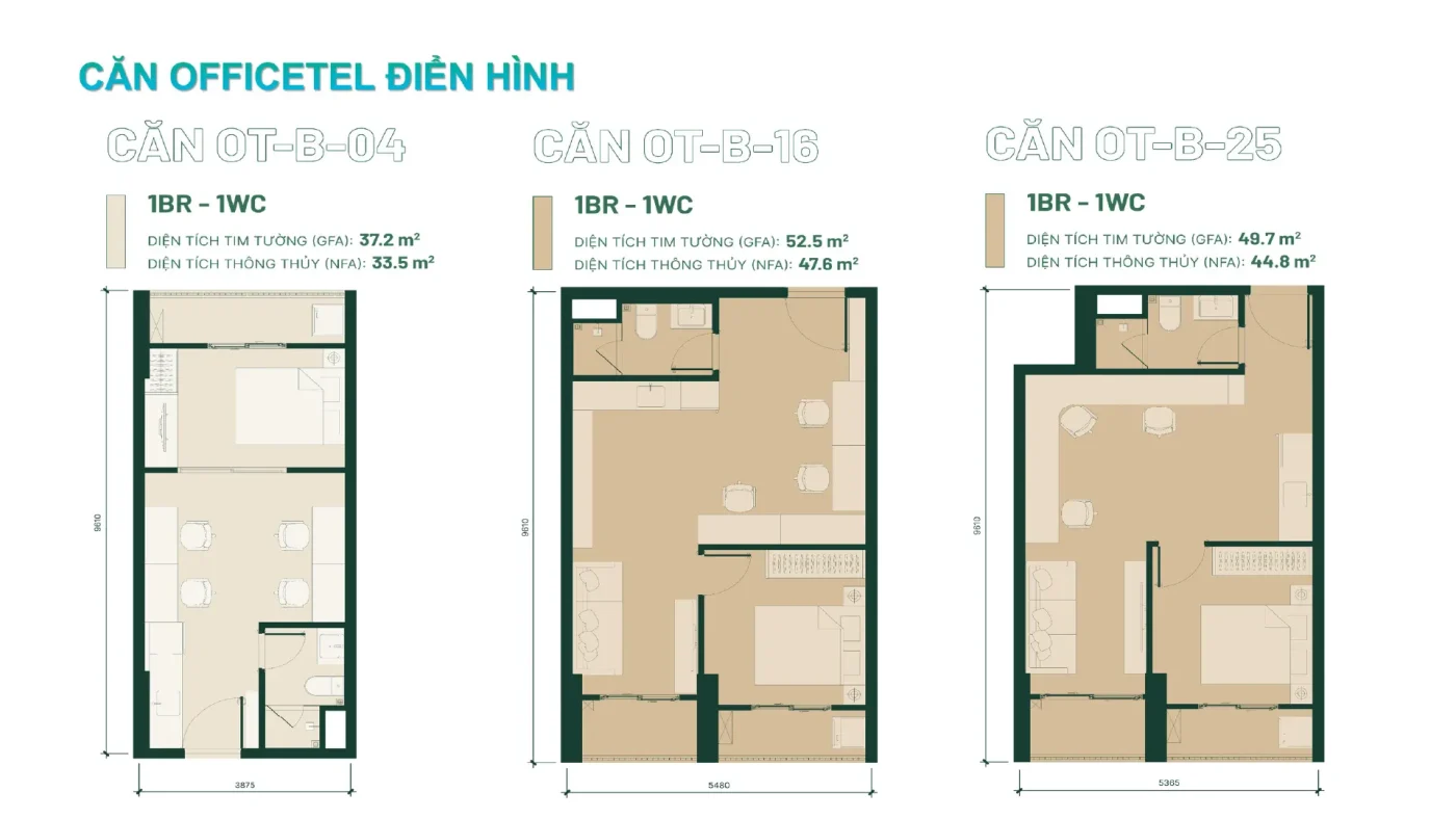 Căn hộ Officetel điển hình Happy One Mori