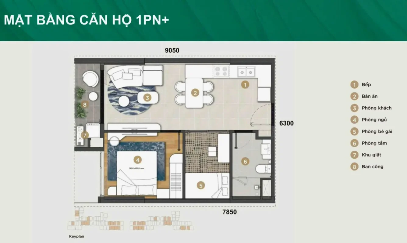 Dự án The Emerald Garden View - Giá rẻ nhất khu vực 22 Thiết kế 1 phòng ngủ dự án The Emerald Garden View