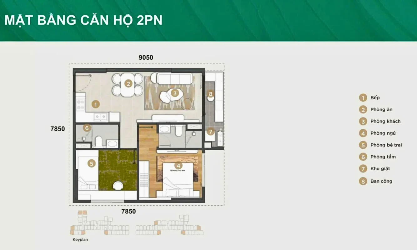 Dự án The Emerald Garden View - Giá rẻ nhất khu vực 23 Thiết kế 2 phòng ngủ dự án The Emerald Garden View