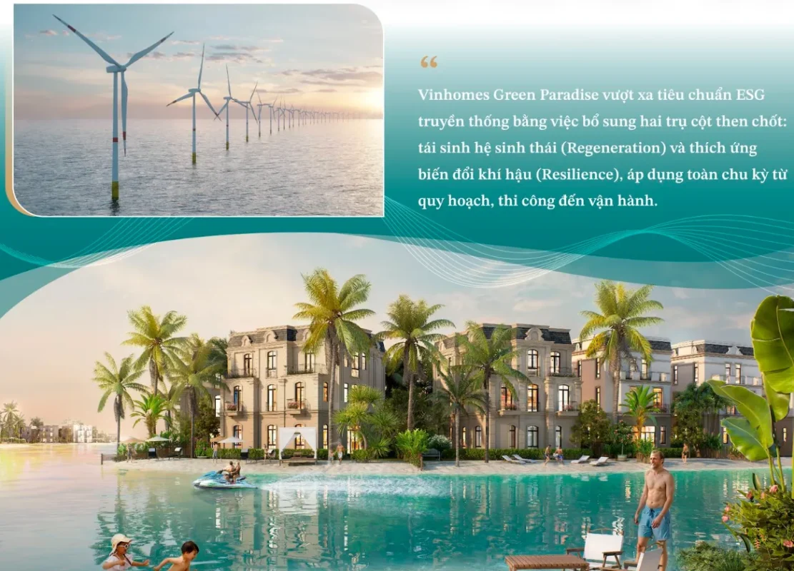 Vinhomes Green Paradise Cần Giờ Vượt xa tiêu chuẩn ESG truyền thống