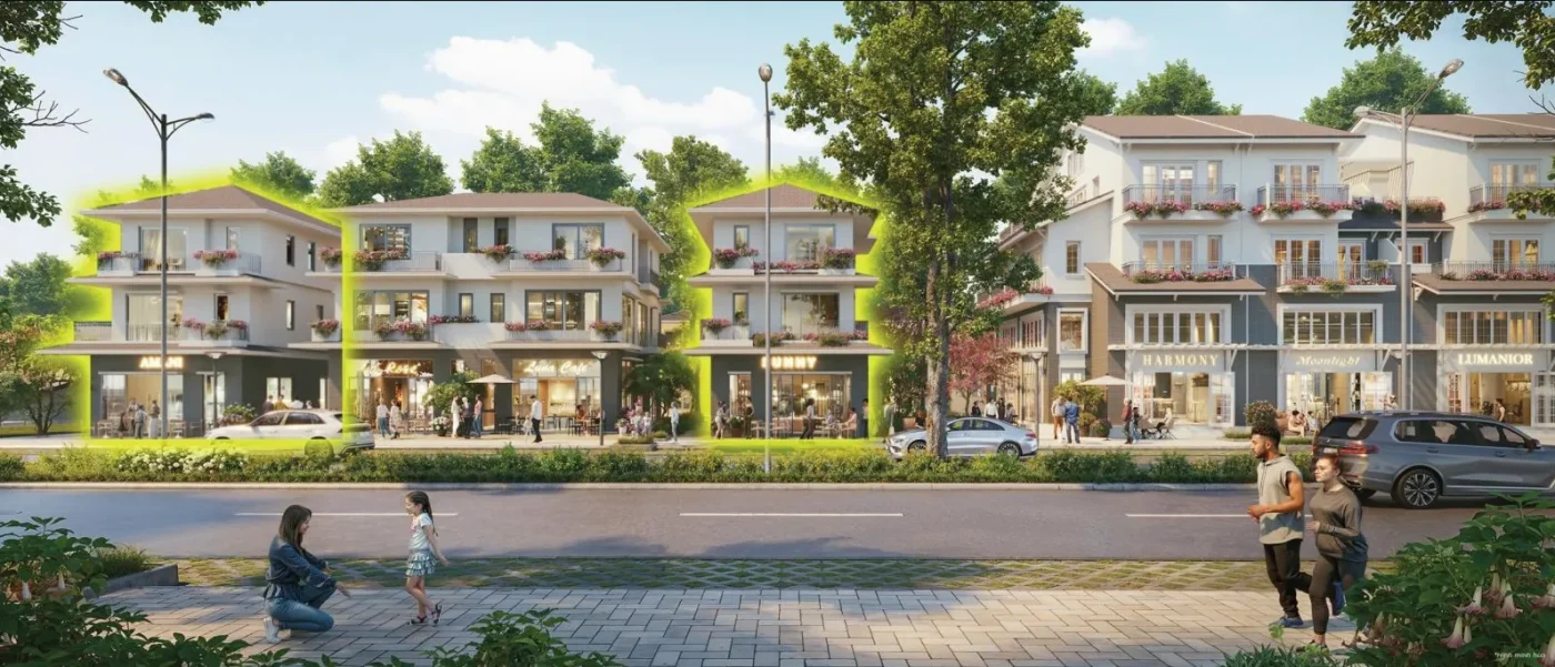 Mặt Bằng Rừng Mai Chi Tiết – Phân Khu Mùa Lễ Hội Đầu Tiên Tại Eco Retreat Long An 45 Phối cảnh Shop Villa song lập tại Rừng Mai - Mùa lễ hội đầu tiên Eco Retreat