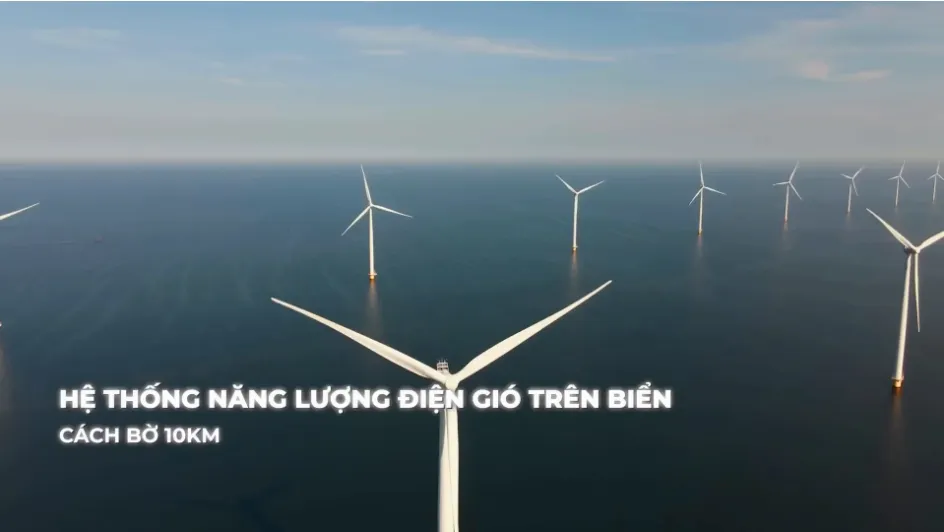 Vinhomes Green Paradise Cần Giờ: Siêu đô thị đầu tiên vận hành bằng 100% năng lượng sạch từ điện gió và điện mặt trời 5 Vinhomes Green Paradise sử dụng hệ thống điện gió trên biển cách bờ 10km