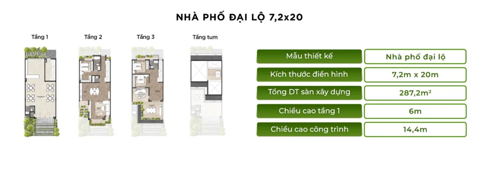 Mặt bằng layout nhà phố đơn lập Rừng Phượng