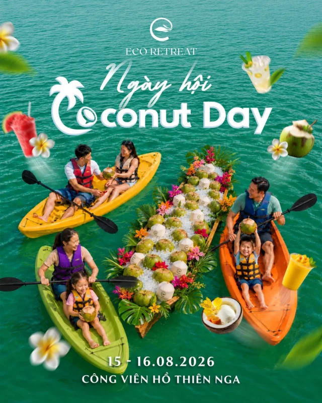 Sự kiện COCONUT DAY & Chèo Thuyền Kayak tại Eco Retreat | Ngày 15 – 16/08/2026