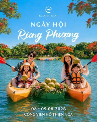 Trải nghiệm chèo Kayak Hồ Thiên Nga lần đầu tiên tại Eco Retreat